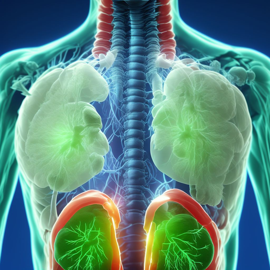 Puncture wound with foreign body of right back wall of thorax without penetration into thoracic cavity, initial encounter digital illustration