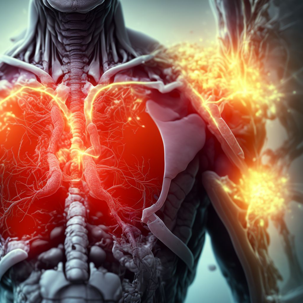 Puncture wound with foreign body of right back wall of thorax without penetration into thoracic cavity, subsequent encounter digital illustration