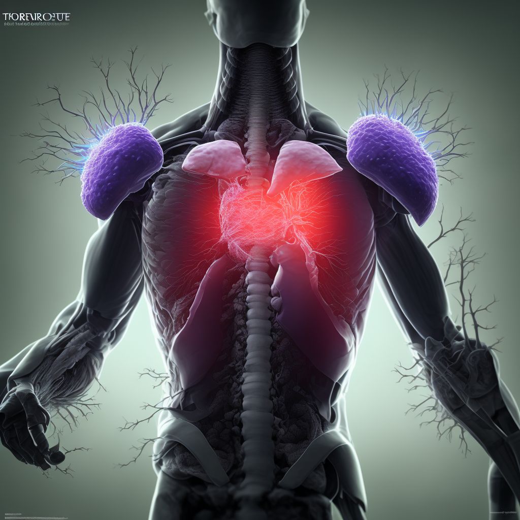 Puncture wound with foreign body of left back wall of thorax without penetration into thoracic cavity, subsequent encounter digital illustration