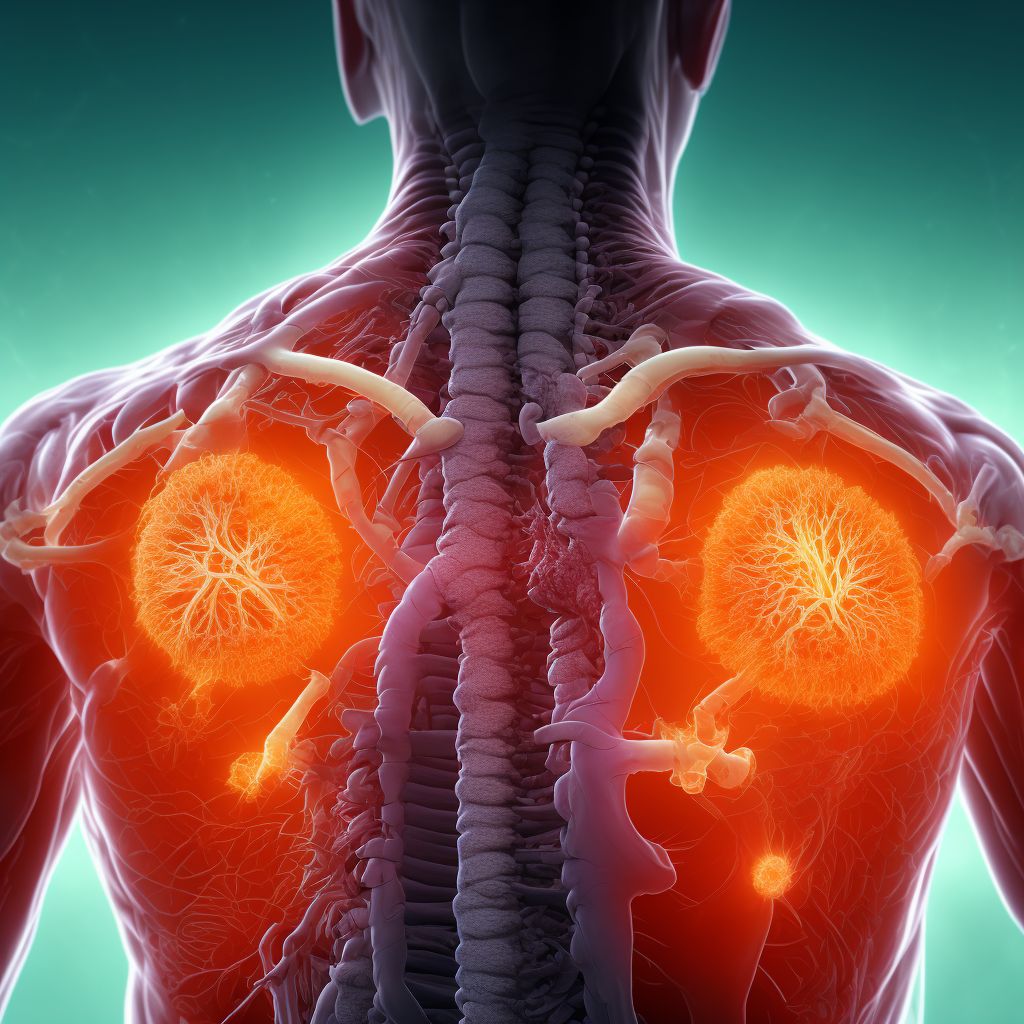 Puncture wound with foreign body of unspecified back wall of thorax without penetration into thoracic cavity, subsequent encounter digital illustration