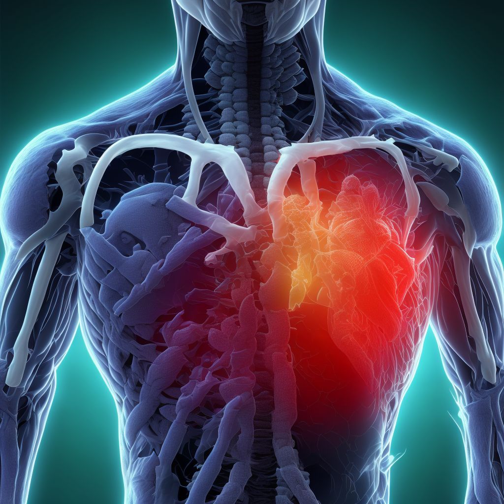 Open bite of right back wall of thorax without penetration into thoracic cavity, initial encounter digital illustration