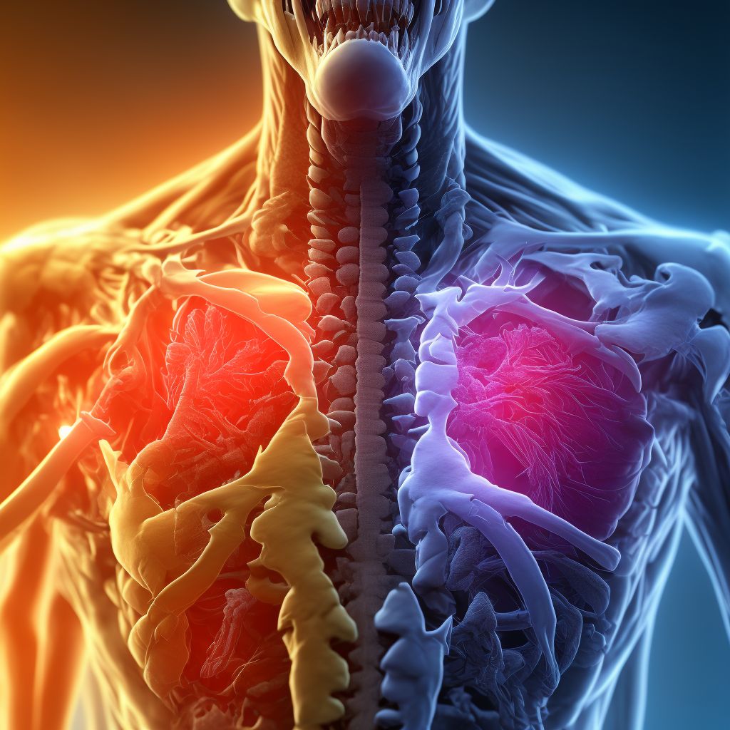 Open bite of right back wall of thorax without penetration into thoracic cavity, subsequent encounter digital illustration