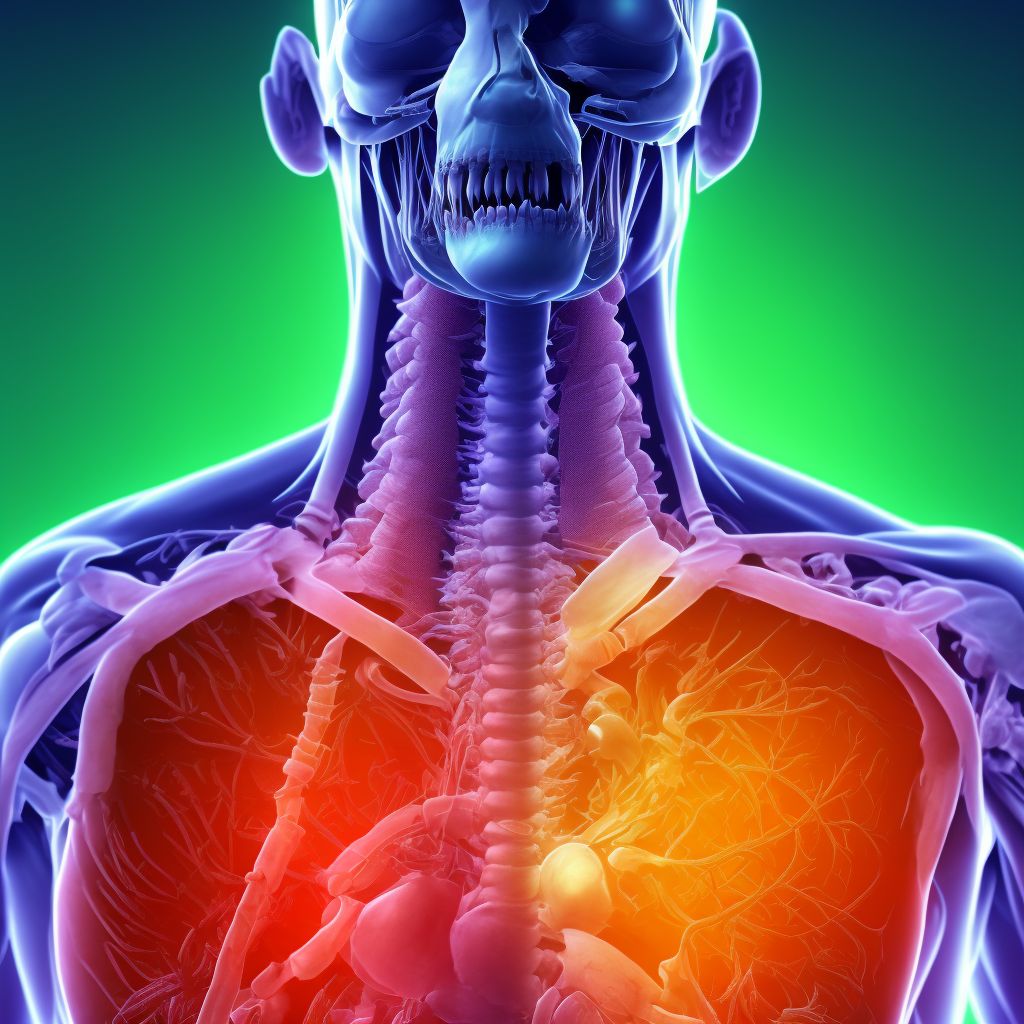 Open bite of right back wall of thorax without penetration into thoracic cavity, sequela digital illustration