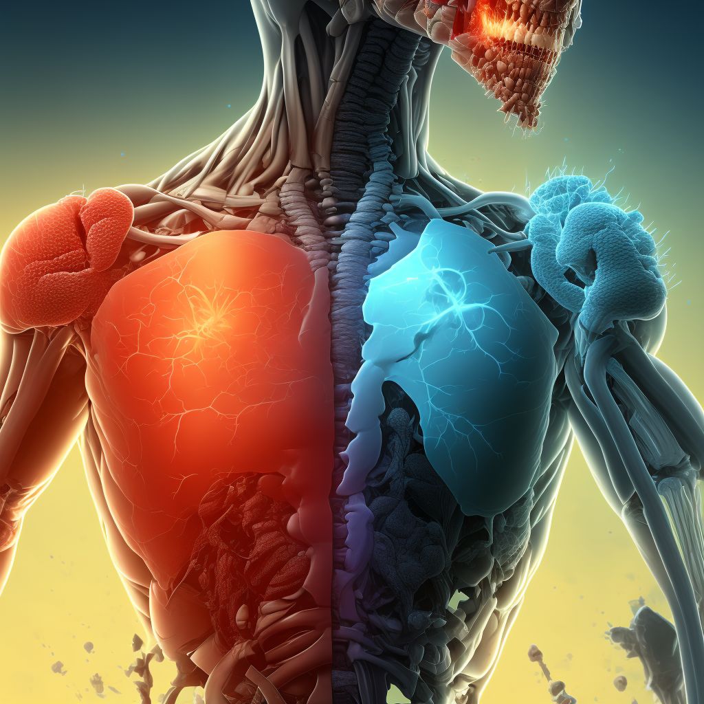 Open bite of left back wall of thorax without penetration into thoracic cavity, subsequent encounter digital illustration