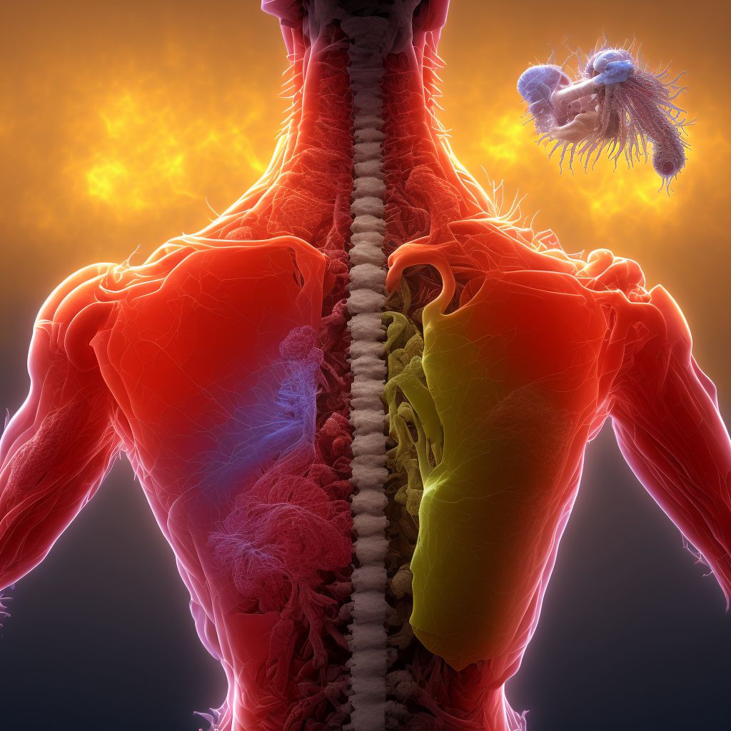 Open bite of unspecified back wall of thorax without penetration into thoracic cavity, subsequent encounter digital illustration