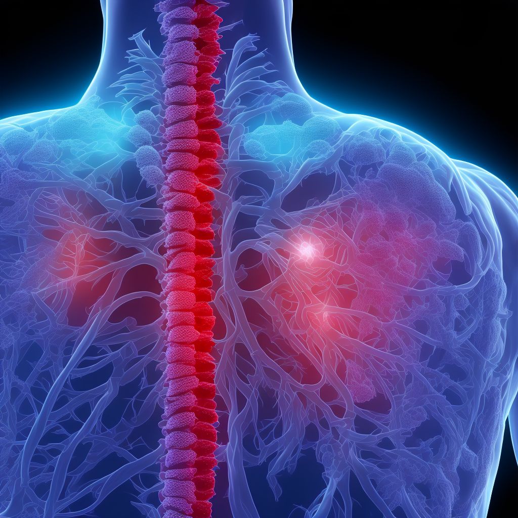 Open bite of unspecified back wall of thorax without penetration into thoracic cavity, sequela digital illustration