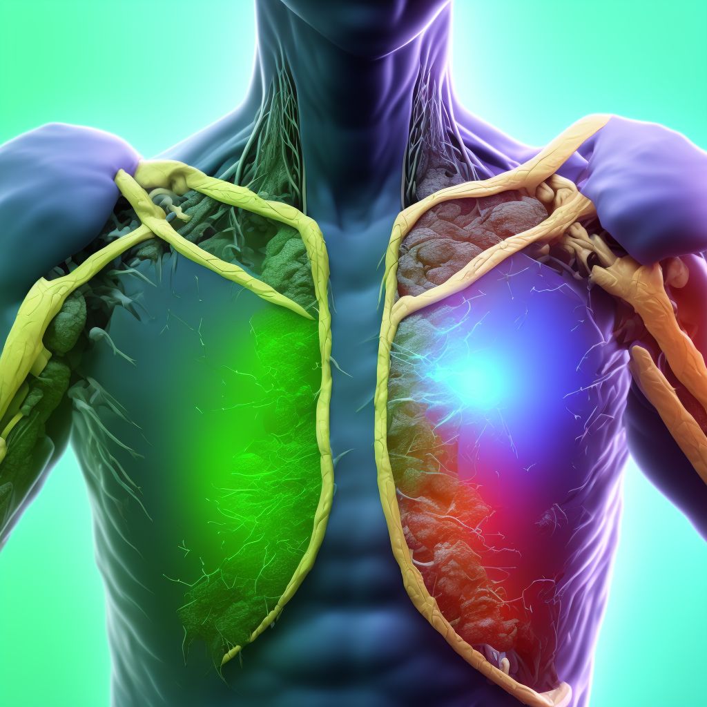 Laceration with foreign body of left front wall of thorax with penetration into thoracic cavity, sequela digital illustration