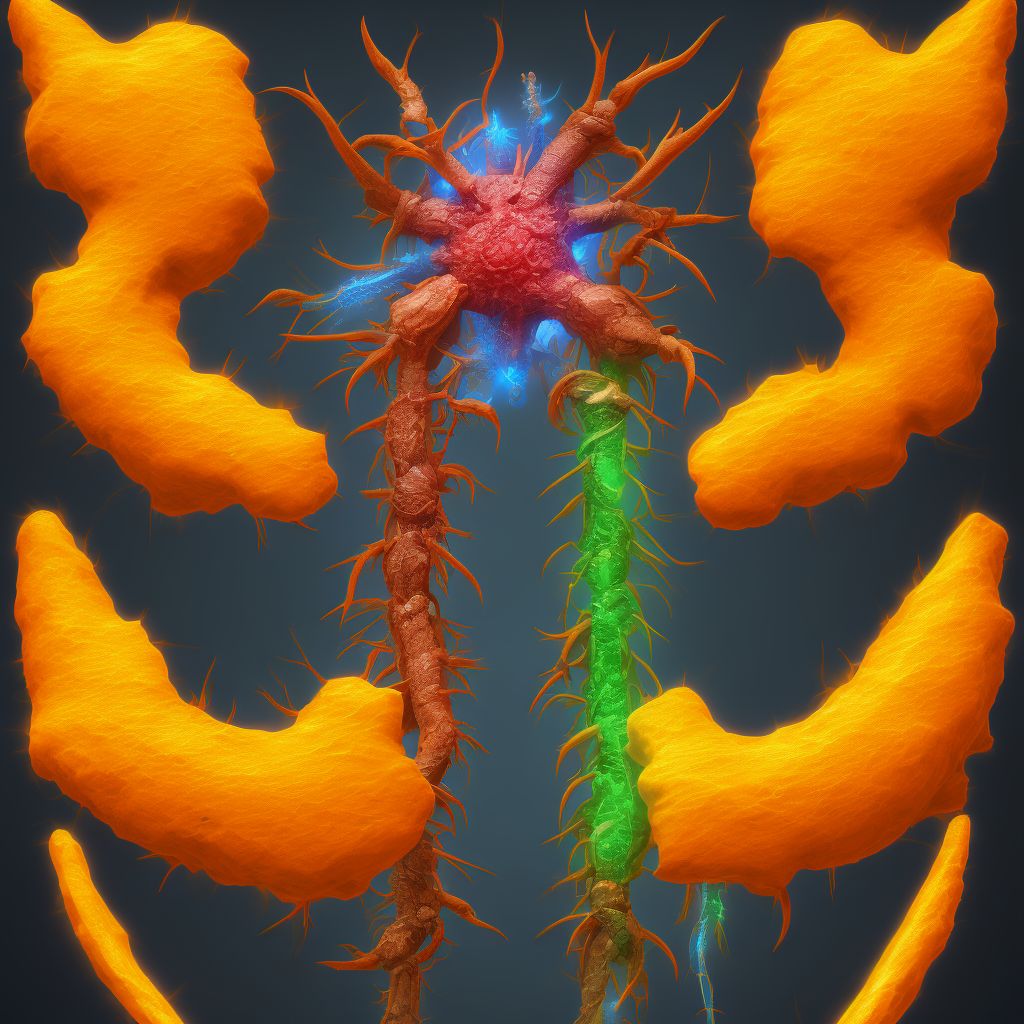 Laceration with foreign body of unspecified front wall of thorax with penetration into thoracic cavity, sequela digital illustration