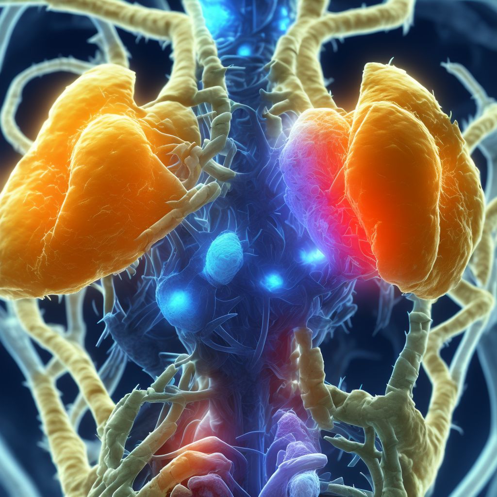 Open bite of right front wall of thorax with penetration into thoracic cavity, sequela digital illustration