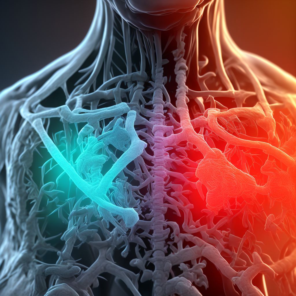 Open bite of left front wall of thorax with penetration into thoracic cavity, sequela digital illustration