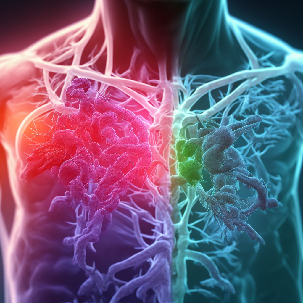 Unspecified open wound of right back wall of thorax with penetration into thoracic cavity, sequela digital illustration