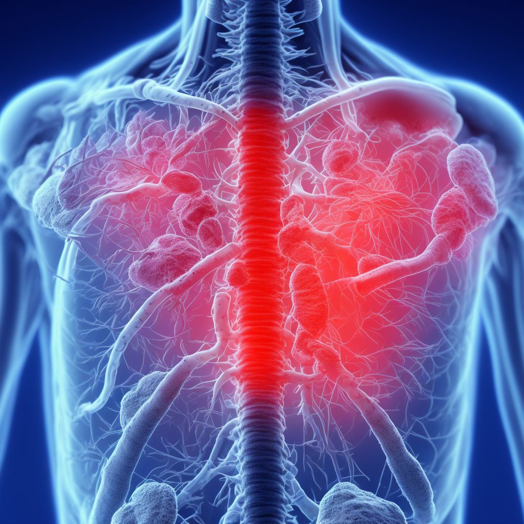 Puncture wound with foreign body of unspecified back wall of thorax with penetration into thoracic cavity, subsequent encounter digital illustration