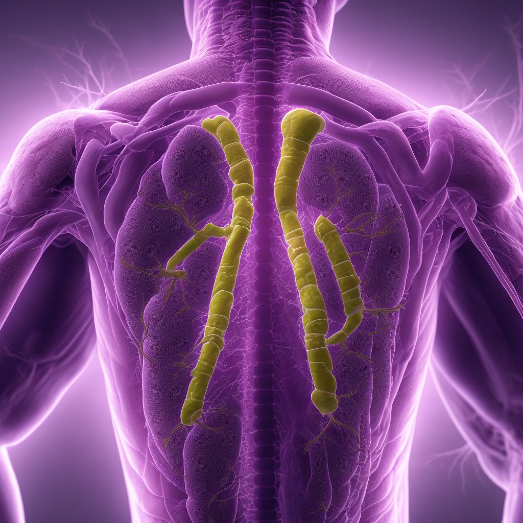 Puncture wound with foreign body of unspecified back wall of thorax with penetration into thoracic cavity, sequela digital illustration