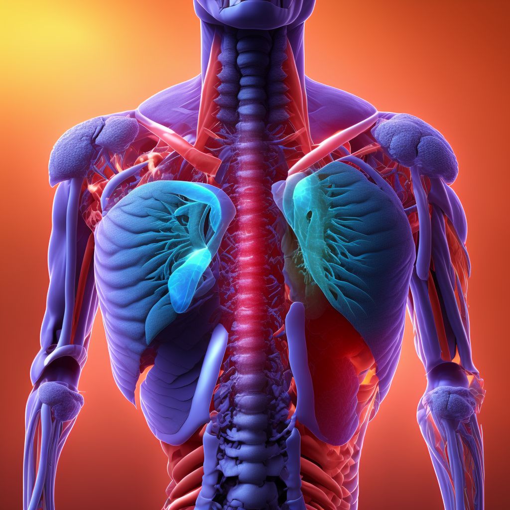 Open bite of right back wall of thorax with penetration into thoracic cavity, subsequent encounter digital illustration