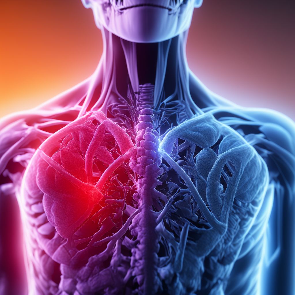 Open bite of left back wall of thorax with penetration into thoracic cavity, initial encounter digital illustration