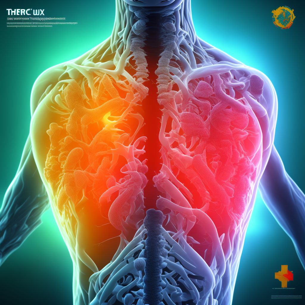 Open bite of left back wall of thorax with penetration into thoracic cavity, subsequent encounter digital illustration