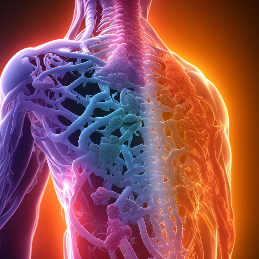 Open bite of unspecified back wall of thorax with penetration into thoracic cavity, subsequent encounter digital illustration