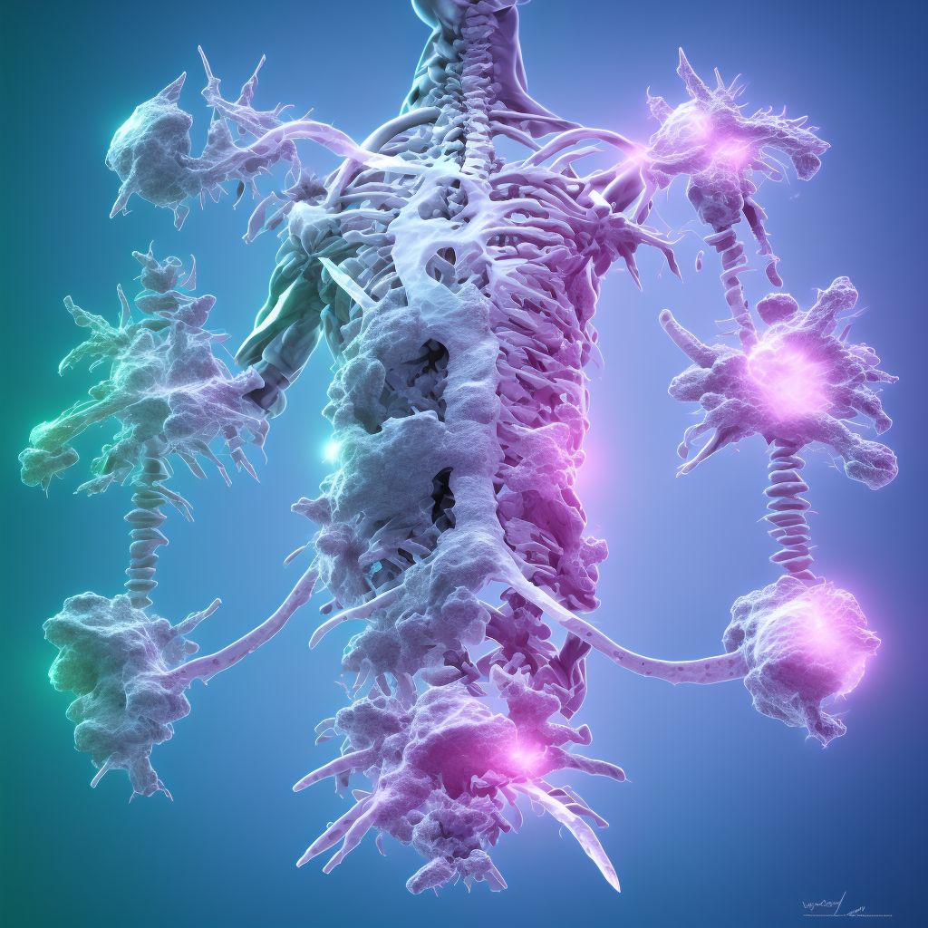 Stable burst fracture of unspecified thoracic vertebra, subsequent encounter for fracture with delayed healing digital illustration