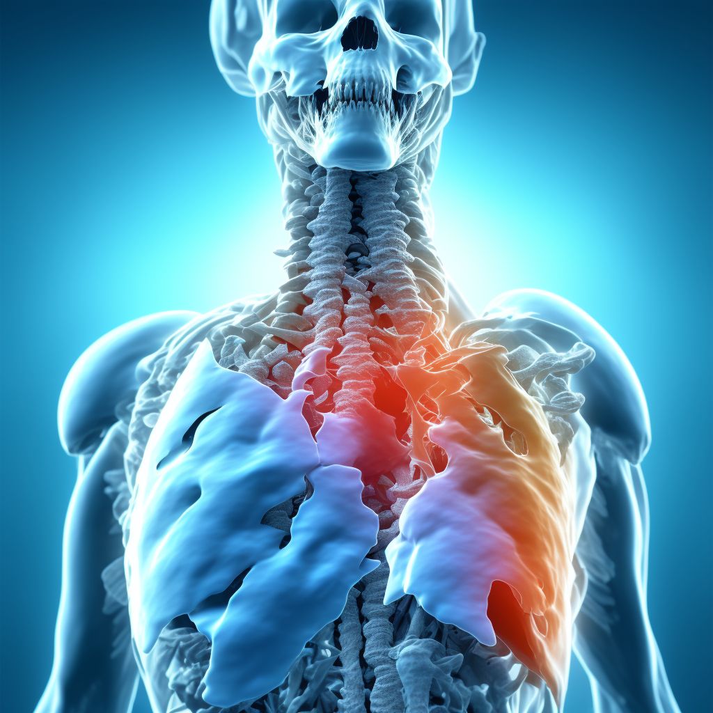 Unspecified fracture of unspecified thoracic vertebra, subsequent encounter for fracture with delayed healing digital illustration