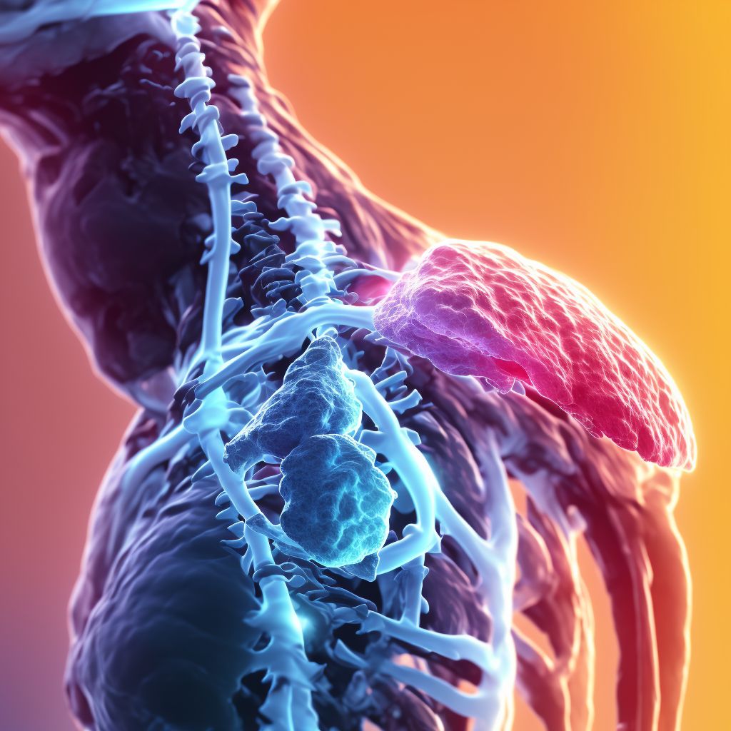 Stable burst fracture of first thoracic vertebra, sequela digital illustration