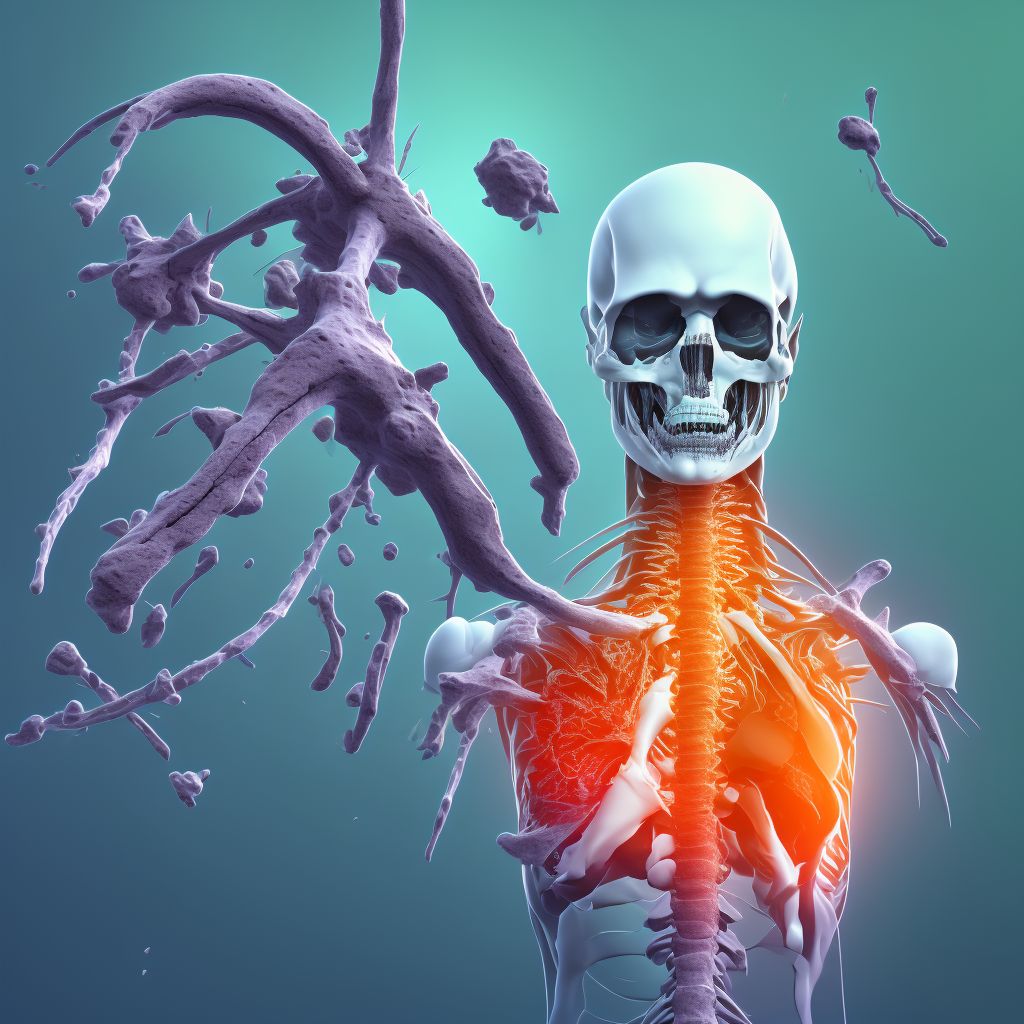 Unspecified fracture of first thoracic vertebra, subsequent encounter for fracture with delayed healing digital illustration