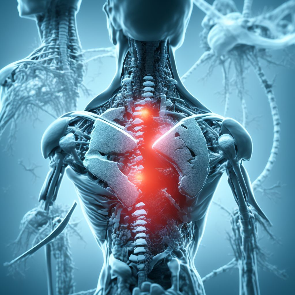 Wedge compression fracture of second thoracic vertebra, subsequent encounter for fracture with routine healing digital illustration