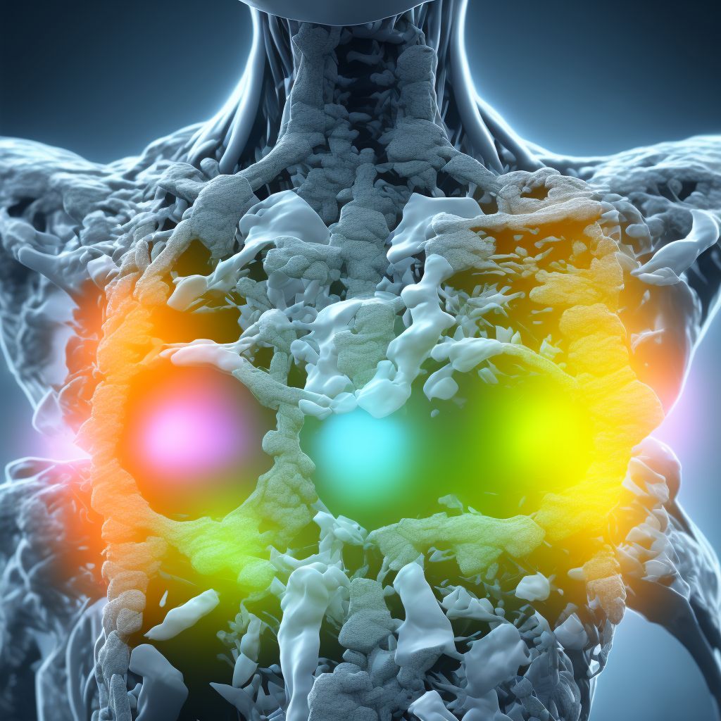 Wedge compression fracture of second thoracic vertebra, subsequent encounter for fracture with delayed healing digital illustration