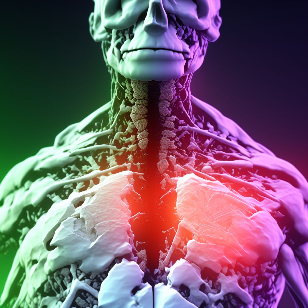 Wedge compression fracture of fourth thoracic vertebra, initial encounter for open fracture digital illustration