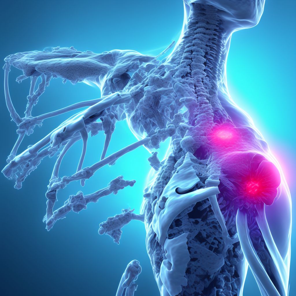 Wedge compression fracture of fourth thoracic vertebra, subsequent encounter for fracture with routine healing digital illustration