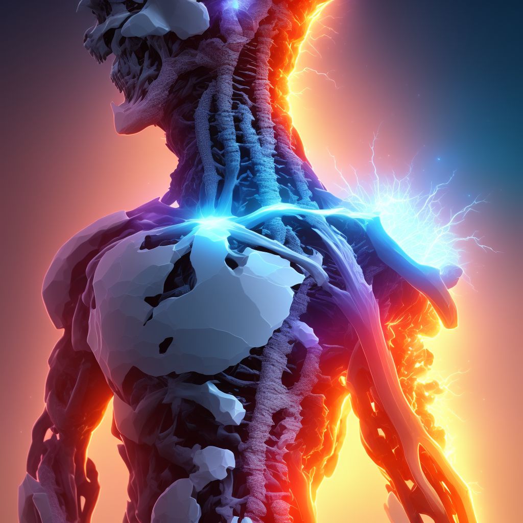 Stable burst fracture of fourth thoracic vertebra, initial encounter for closed fracture digital illustration