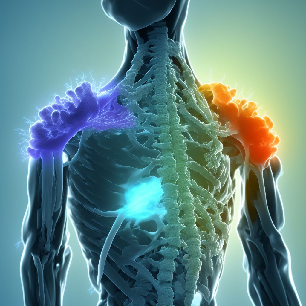 Unspecified fracture of fourth thoracic vertebra, subsequent encounter for fracture with delayed healing digital illustration