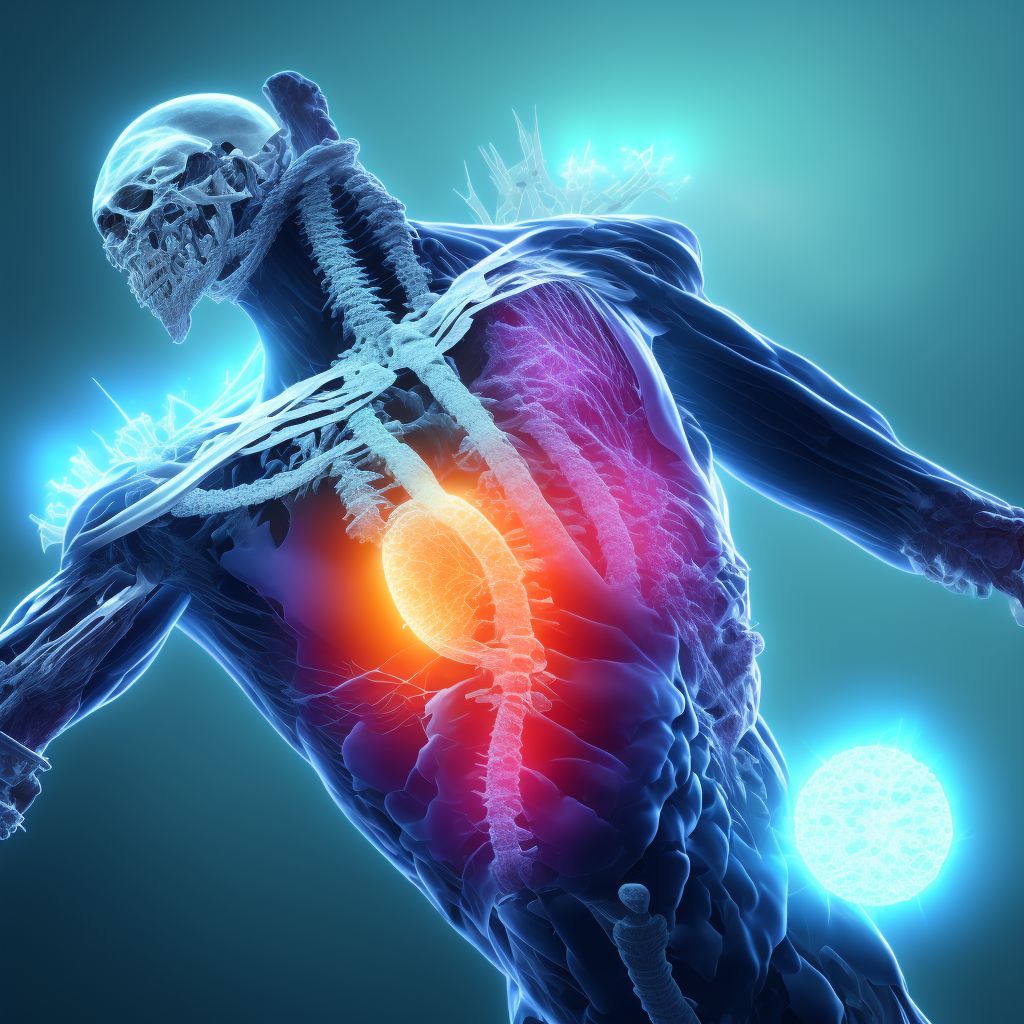 Unspecified fracture of T7-T8 vertebra, initial encounter for closed fracture digital illustration