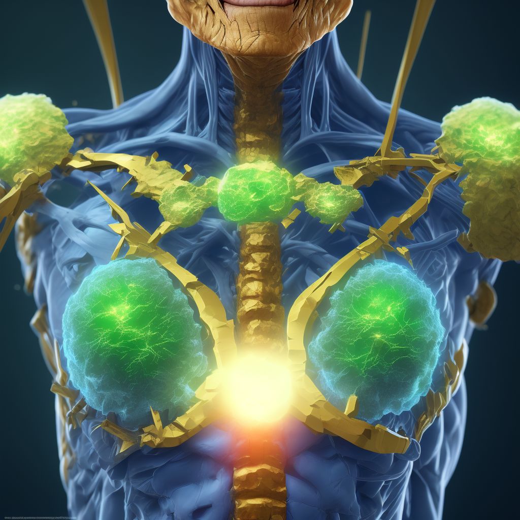 Fracture of body of sternum, subsequent encounter for fracture with routine healing digital illustration