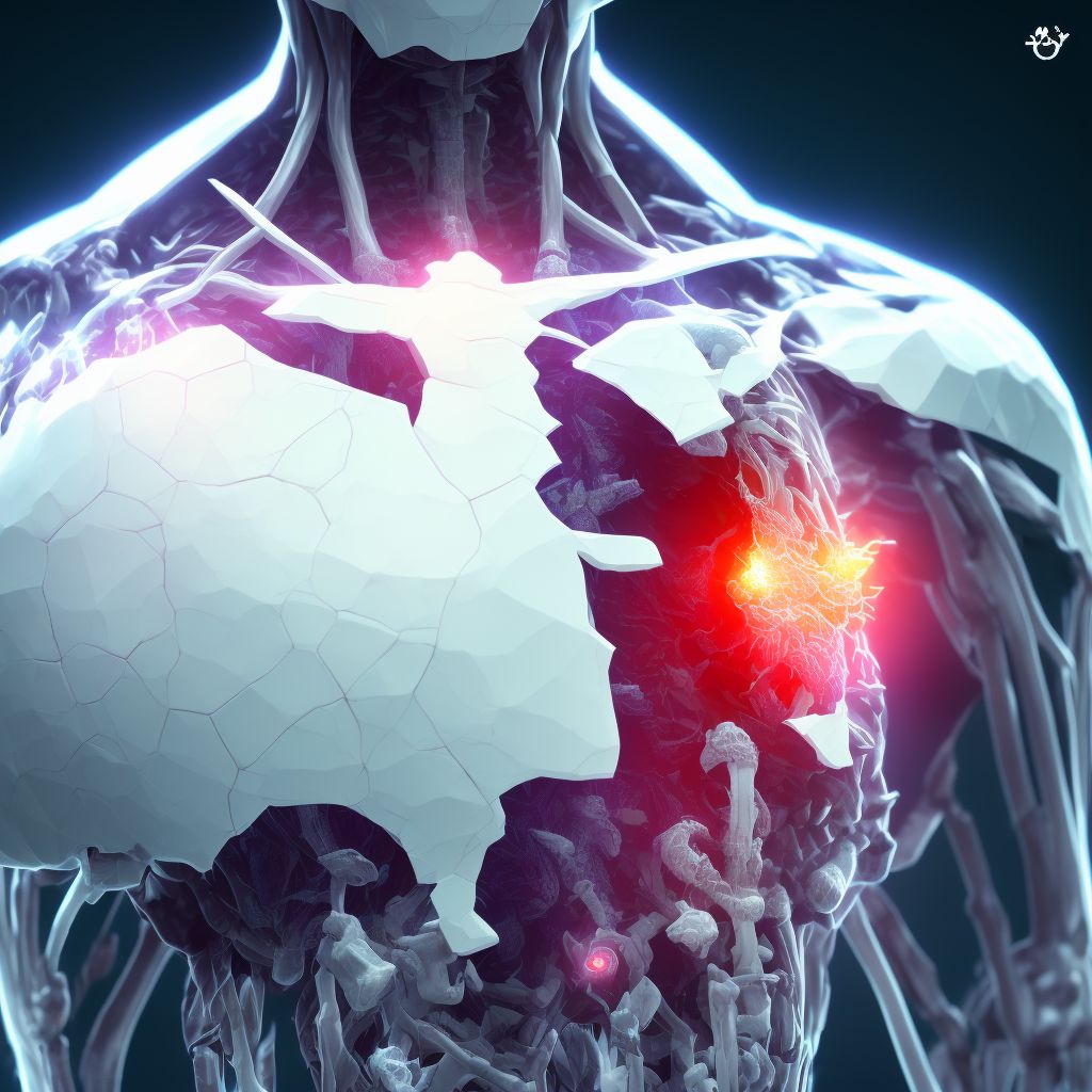 Sternal manubrial dissociation, initial encounter for open fracture digital illustration