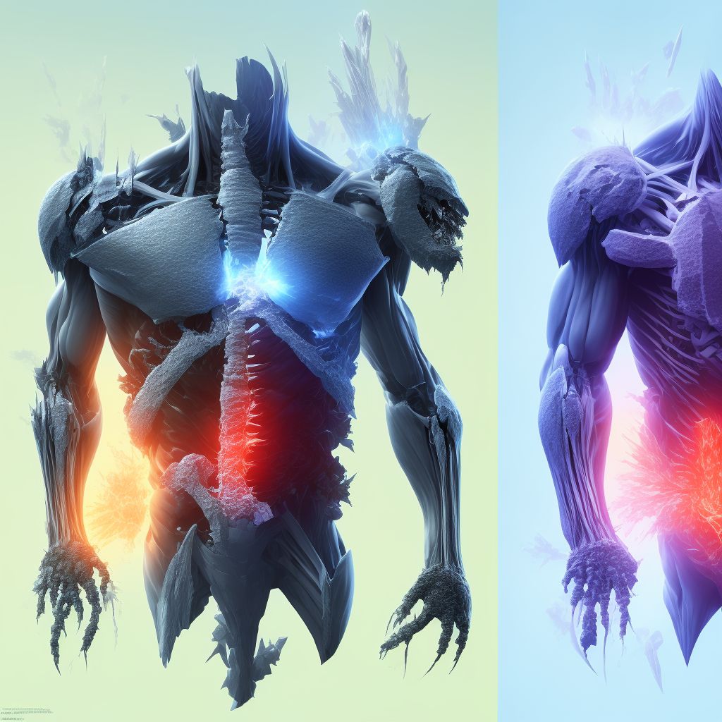 Fracture of one rib, left side, initial encounter for open fracture digital illustration