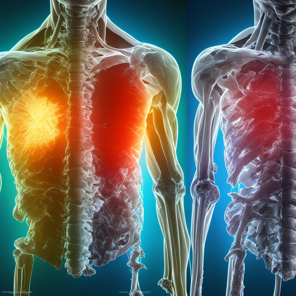 Multiple fractures of ribs, left side, initial encounter for closed fracture digital illustration