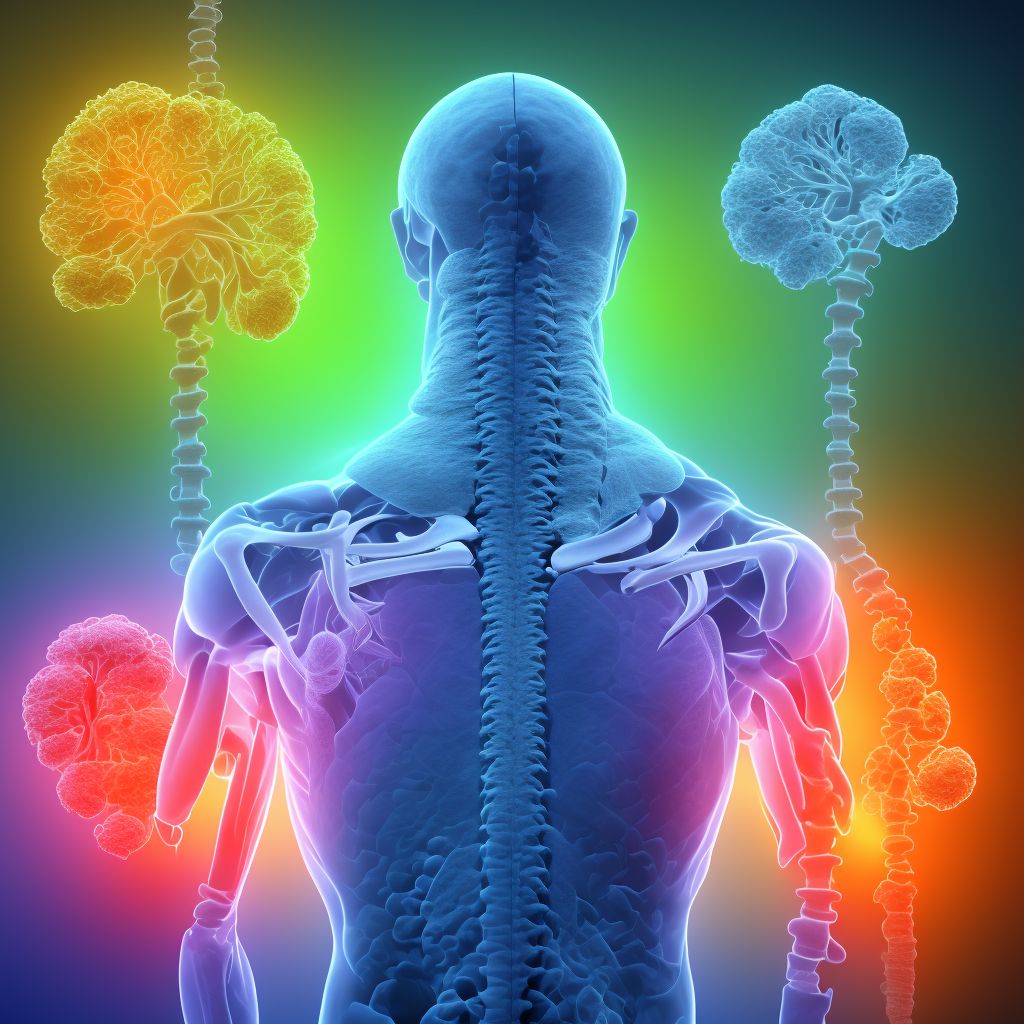 Subluxation of T1/T2 thoracic vertebra, sequela digital illustration