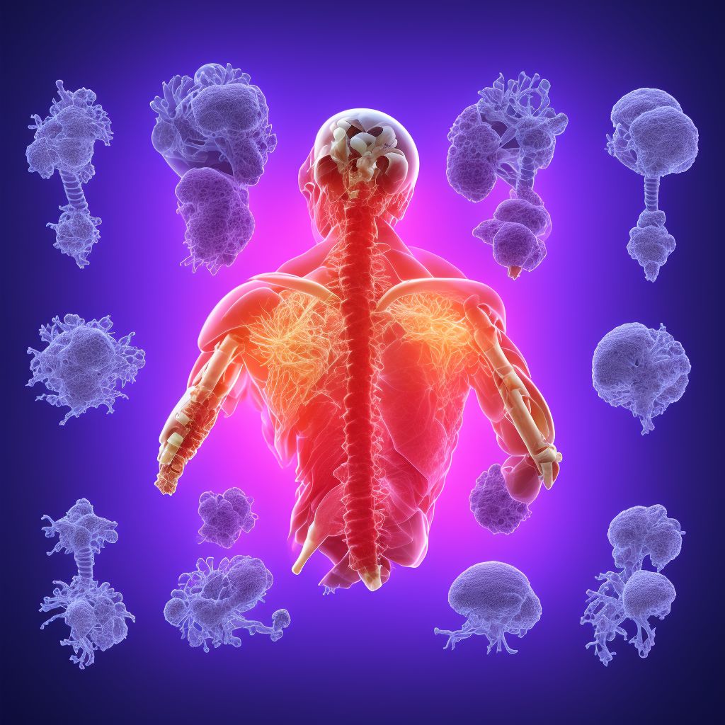 Dislocation of T1/T2 thoracic vertebra, sequela digital illustration