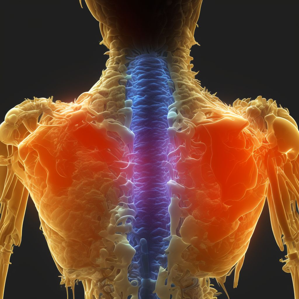 Subluxation of T2/T3 thoracic vertebra, subsequent encounter digital illustration