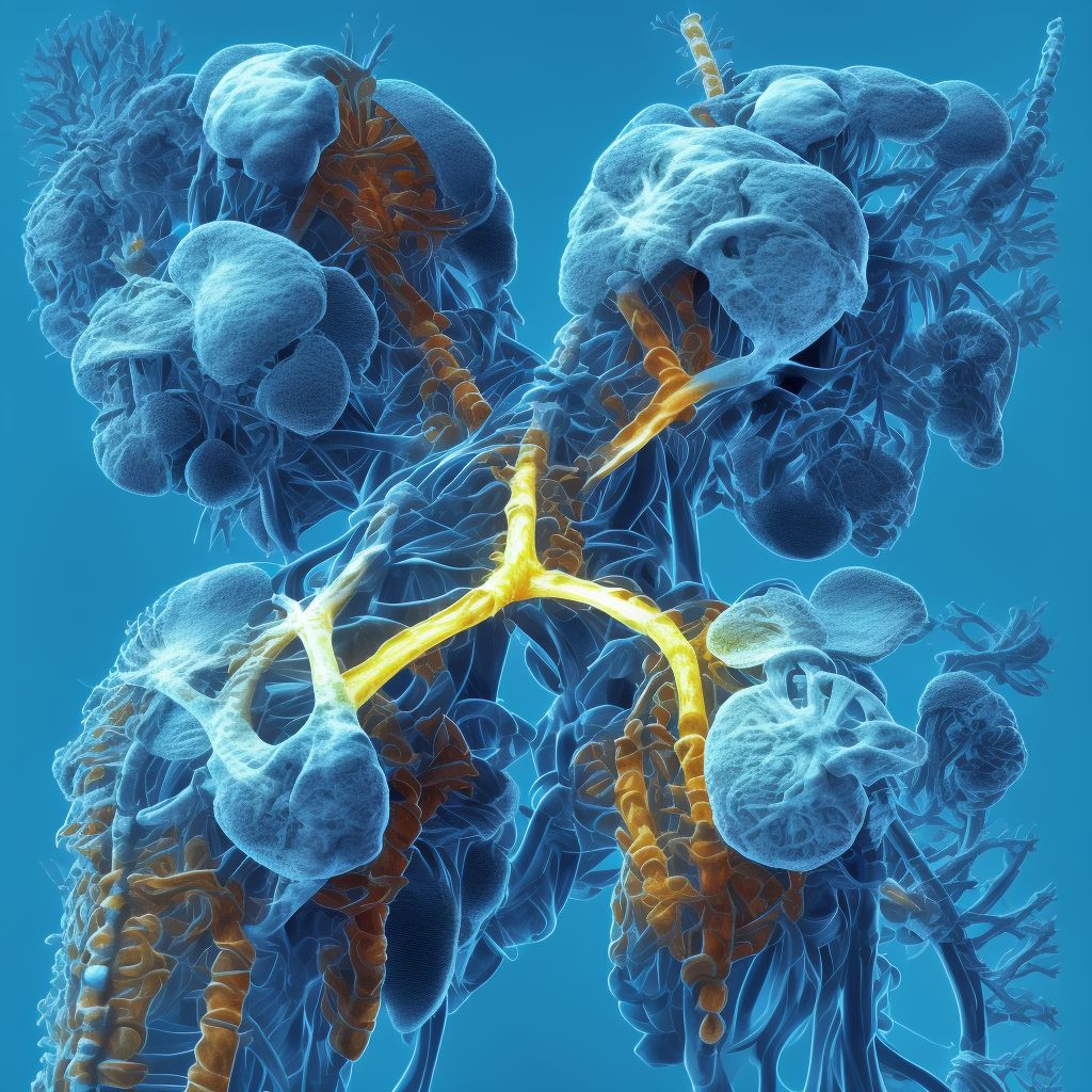 Subluxation of T2/T3 thoracic vertebra, sequela digital illustration