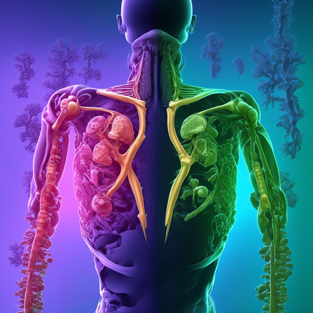 Dislocation of T2/T3 thoracic vertebra, initial encounter digital illustration