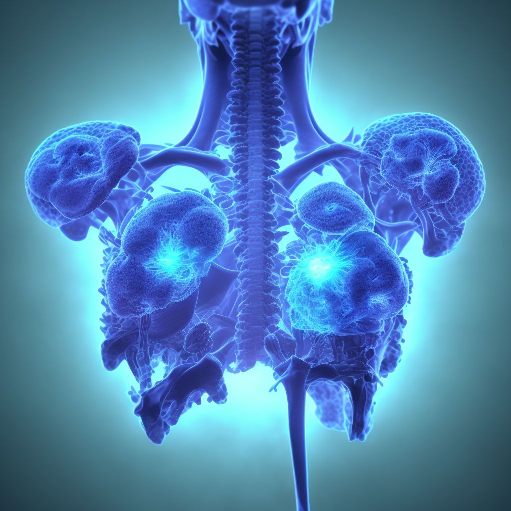 Subluxation of T3/T4 thoracic vertebra, subsequent encounter digital illustration