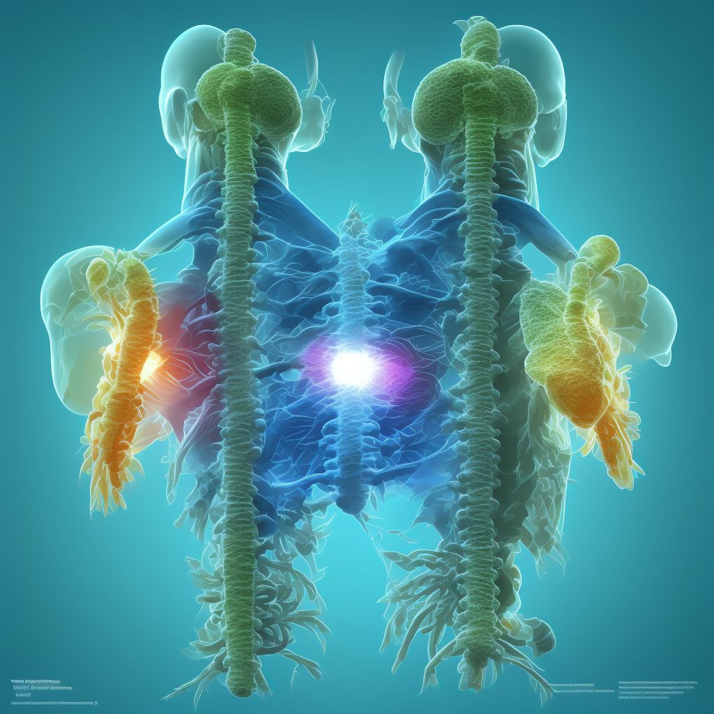 Subluxation of T3/T4 thoracic vertebra, sequela digital illustration