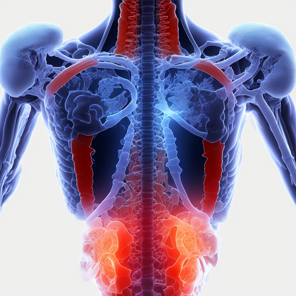 Subluxation of T4/T5 thoracic vertebra, sequela digital illustration