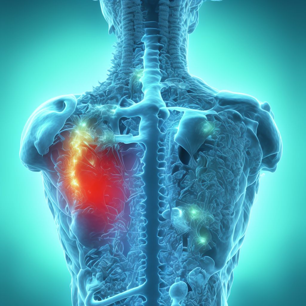 Subluxation of T5/T6 thoracic vertebra, initial encounter digital illustration