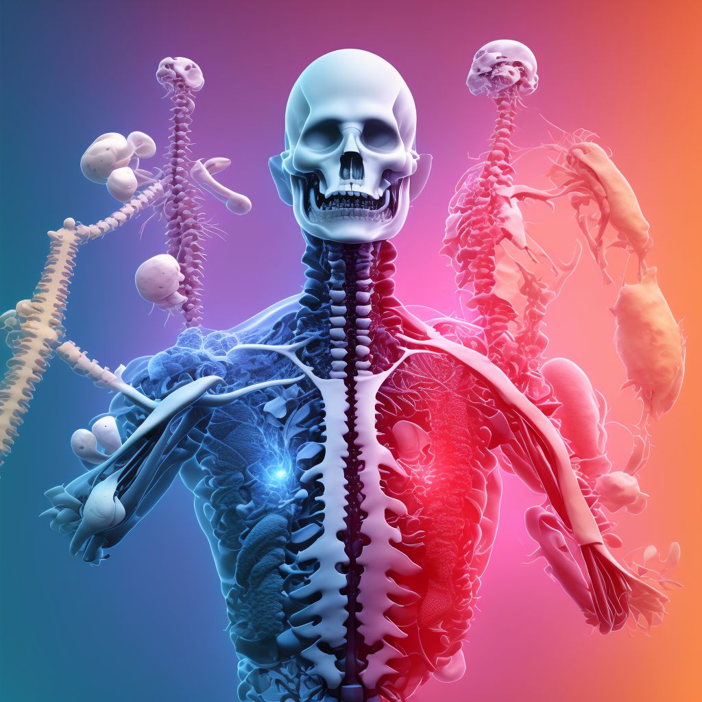 Subluxation of T6/T7 thoracic vertebra, subsequent encounter digital illustration