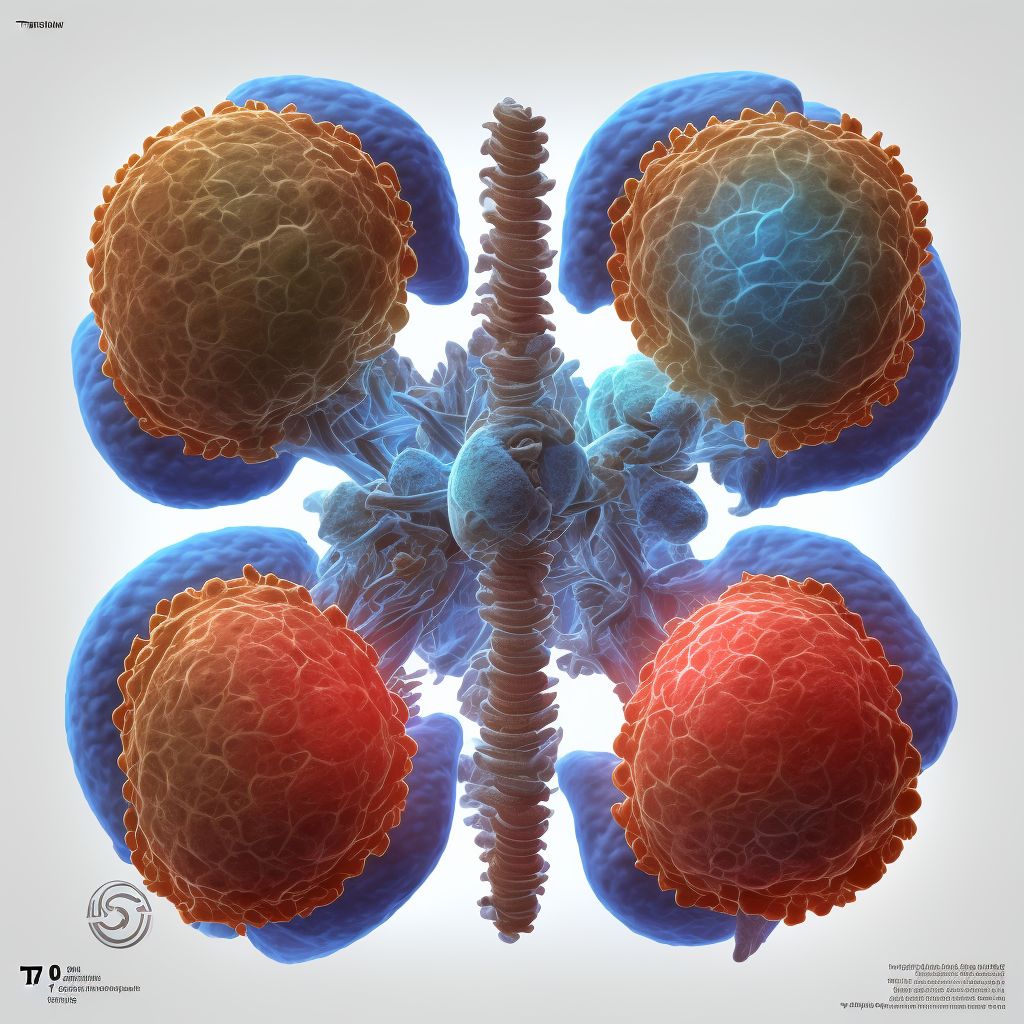 Subluxation of T6/T7 thoracic vertebra, sequela digital illustration