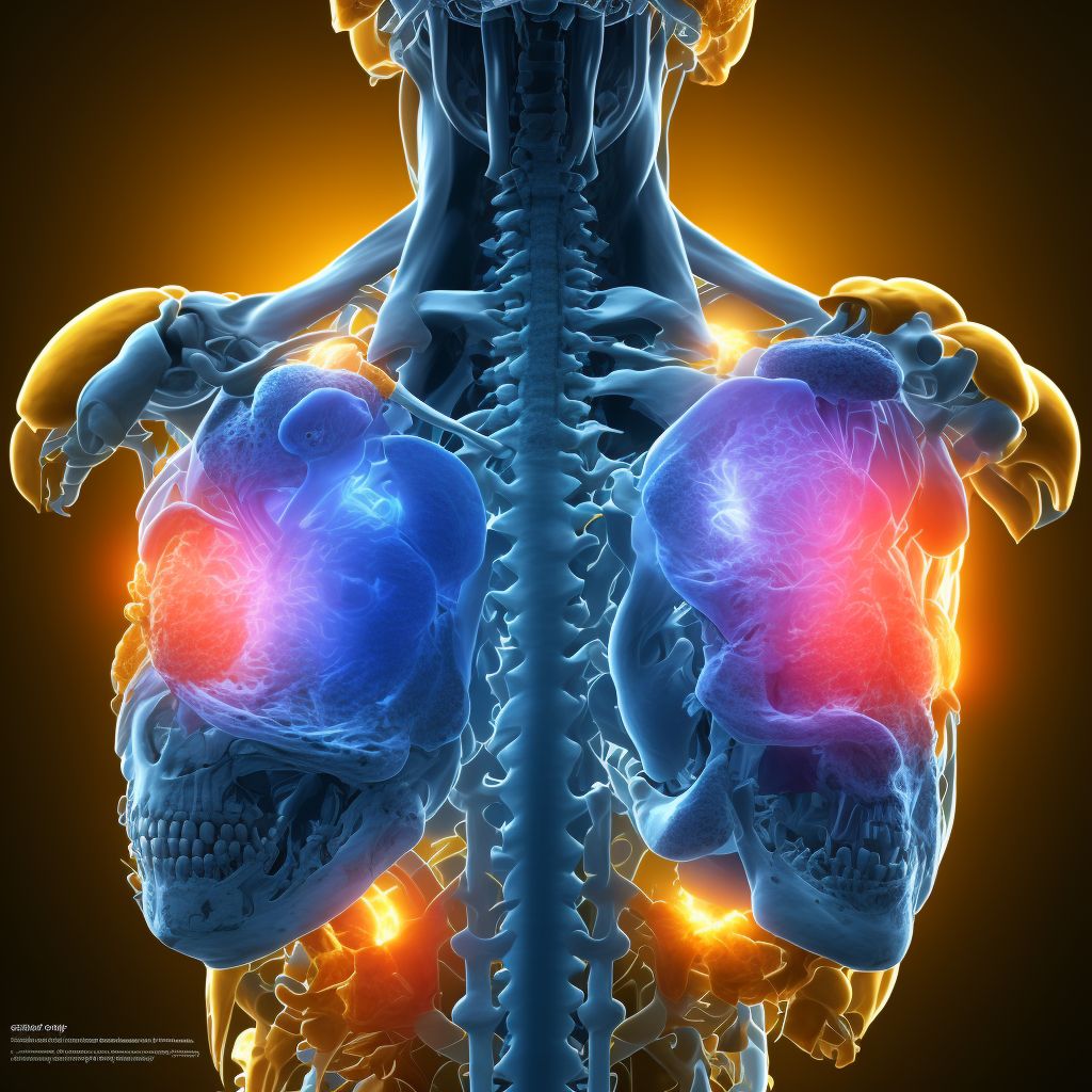 Subluxation of T7/T8 thoracic vertebra, subsequent encounter digital illustration