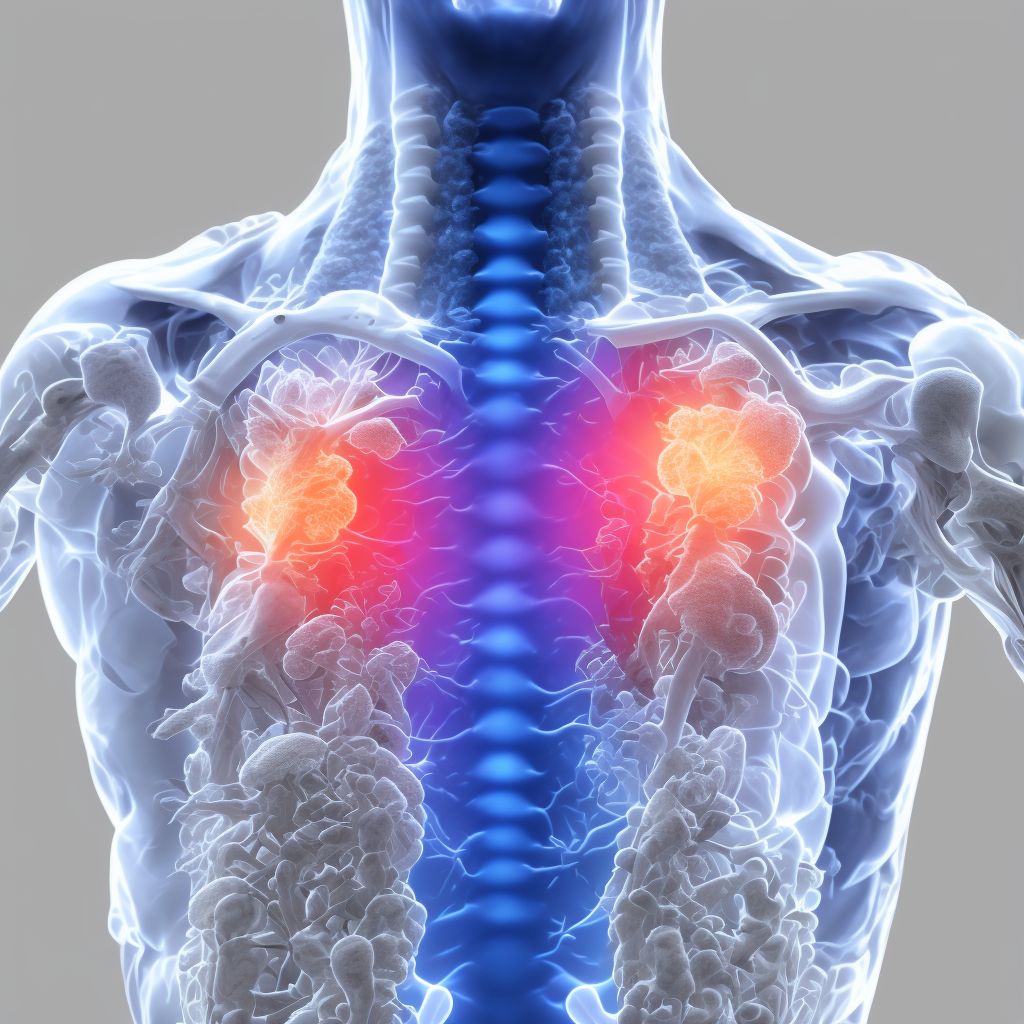 Subluxation of T9/T10 thoracic vertebra, sequela digital illustration