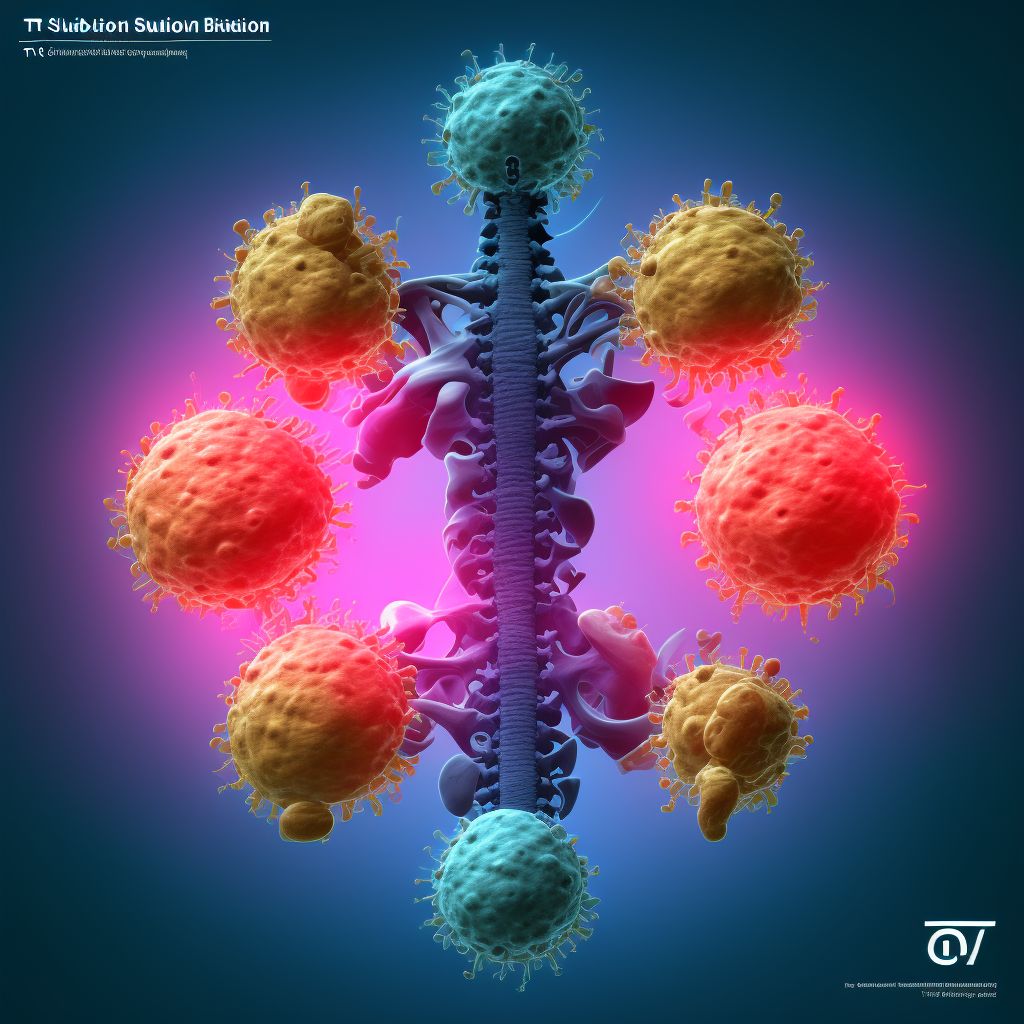 Subluxation of T10/T11 thoracic vertebra, sequela digital illustration